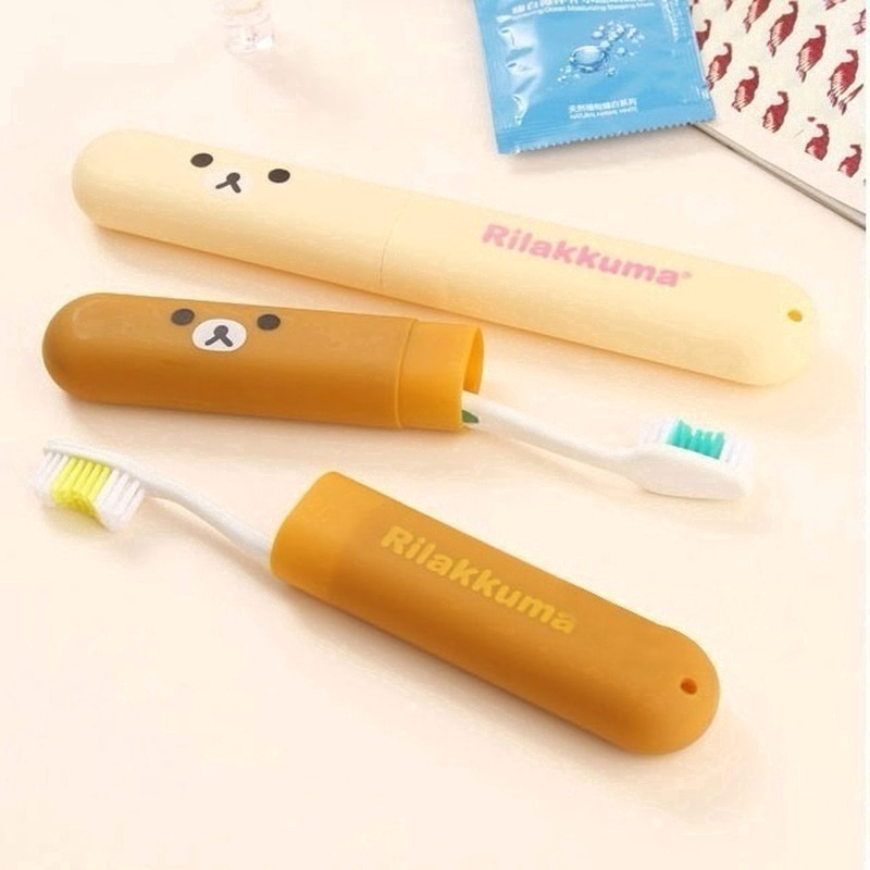 Set 2 Hộp Đựng Bàn Chải Đánh Răng Hình Gấu Đáng Yêu Màu Sắc Ngẫu Nhiên