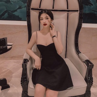 Váy hai dây đen cúp ngực✨ ảnh thật