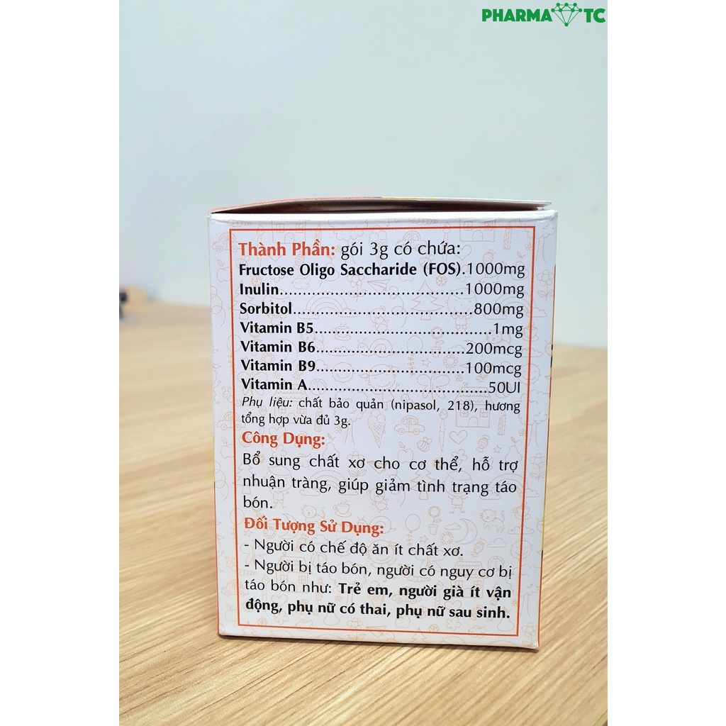 Táo Bón Fibersol Nguyên Sinh, Bổ sung chất xơ, Giảm táo bón cho trẻ, phụ nữ mang thai, hộp 10 gói 3g - PharmaOTC