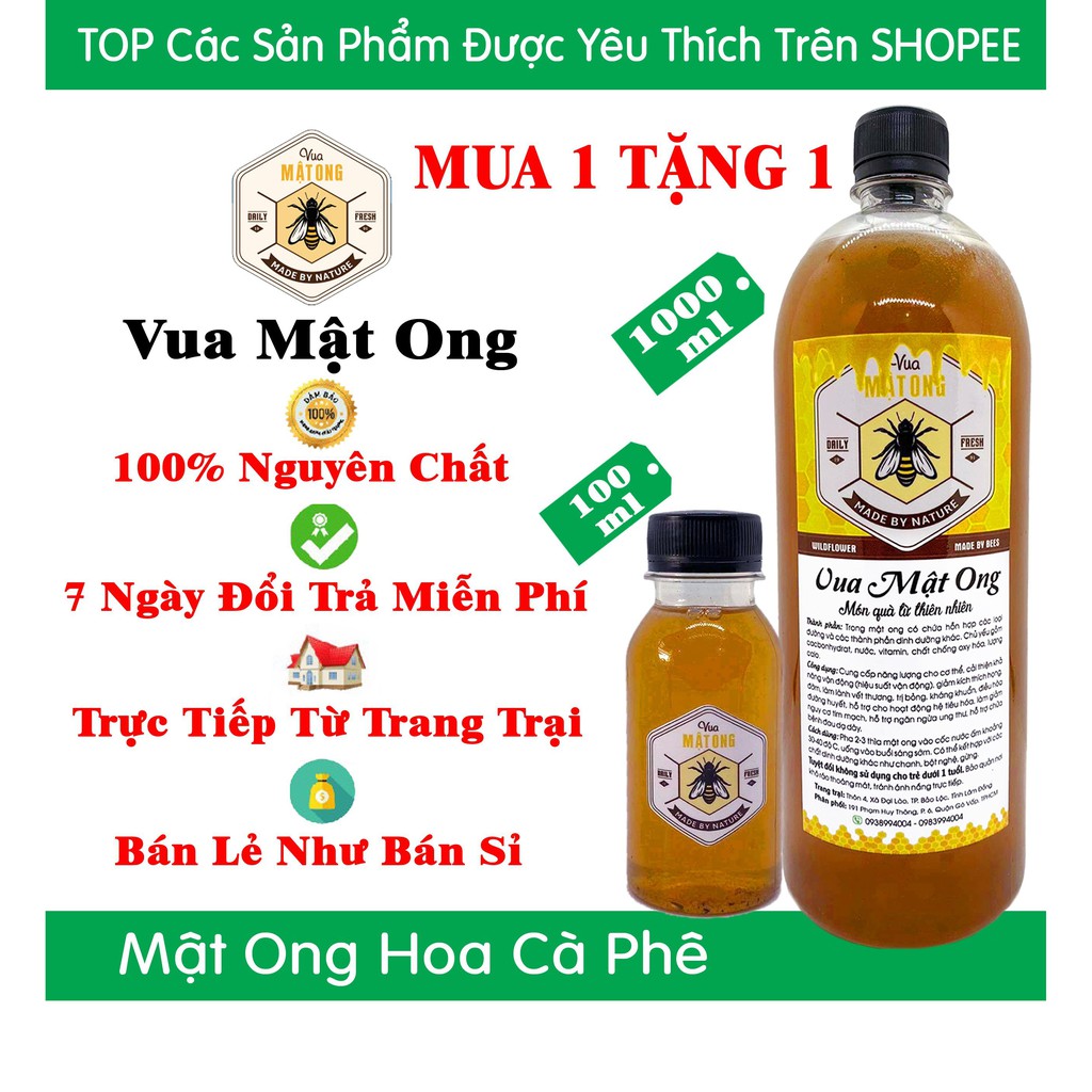 [ MUA 1 TẶNG 1 ] Mật Ong Hoa Cà Phê Nguyên Chất - 7 Ngày Đổi Trả Nếu Không Hài Lòng