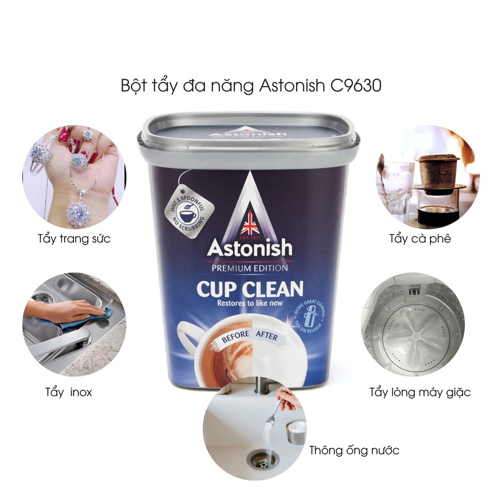Astonish Bột tẩy đa năng Astonish C9630, 350g, Thương hiệu Anh Quốc, Tẩy Cà Phê ,Tẩy Lồng Giặt ,Thông Cống