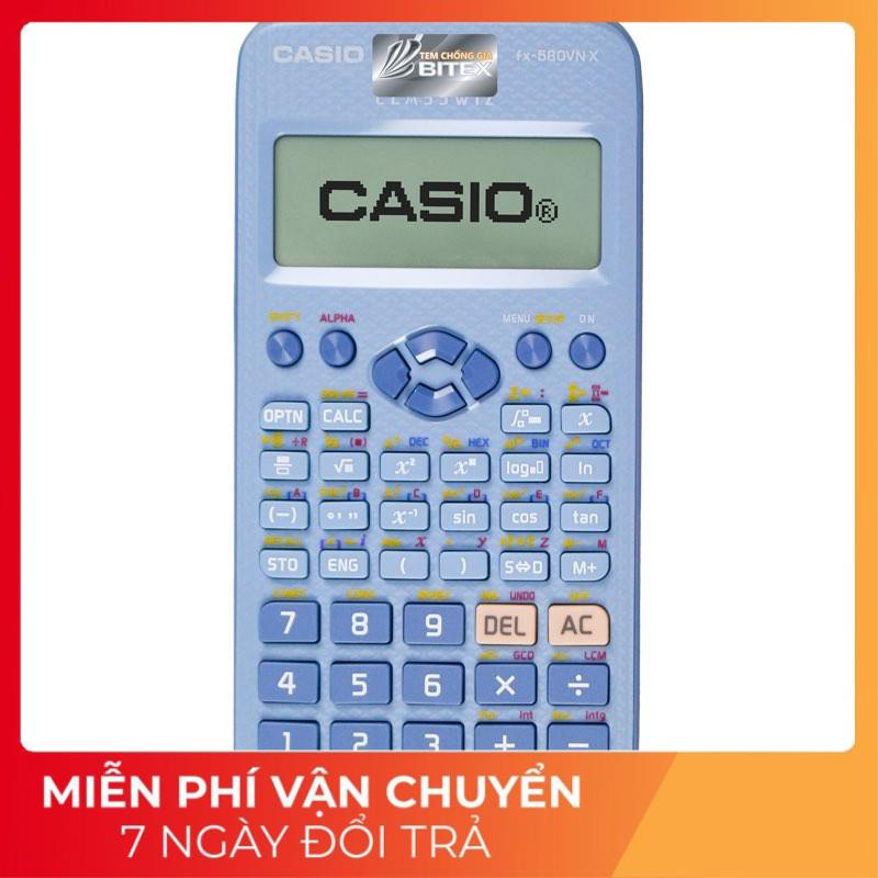 Máy tính Casio fx-580VNX Màu xanh/ Hồng/ Đen BH điện tử 7 năm, check mã QR code- CHÍNH HÃNG