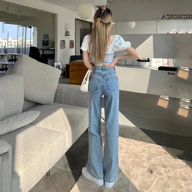 Quần Jeans Nữ Lưng Cao Ống Rộng Thời Trang Hàn Quốc