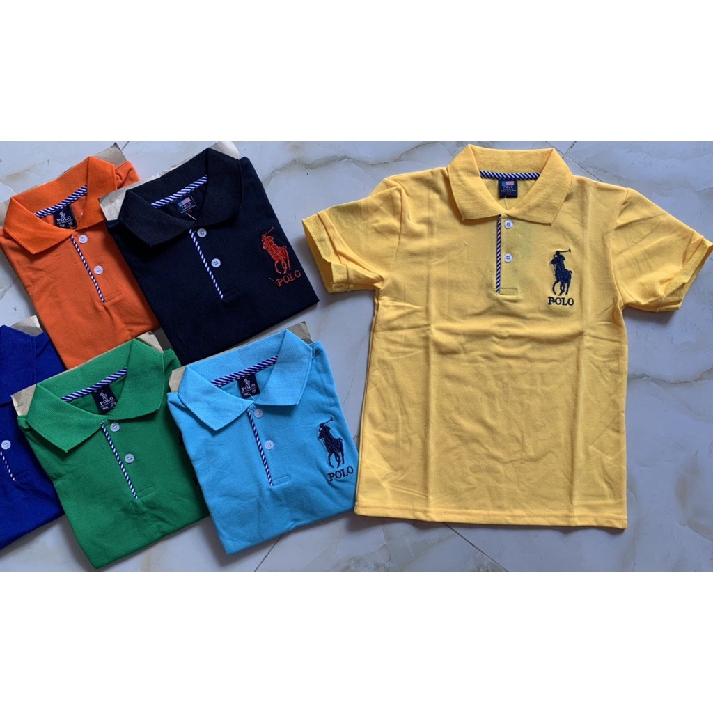 Áo Polo bé trai bé gái áo thun có cổ chất liệu cotton cao cấp co dãn 4 chiều họa tiết thêu cực đẹp cho các bé