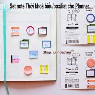 Set note Thời khoá biểu/box/list cho sổ planner sổ kế hoạch