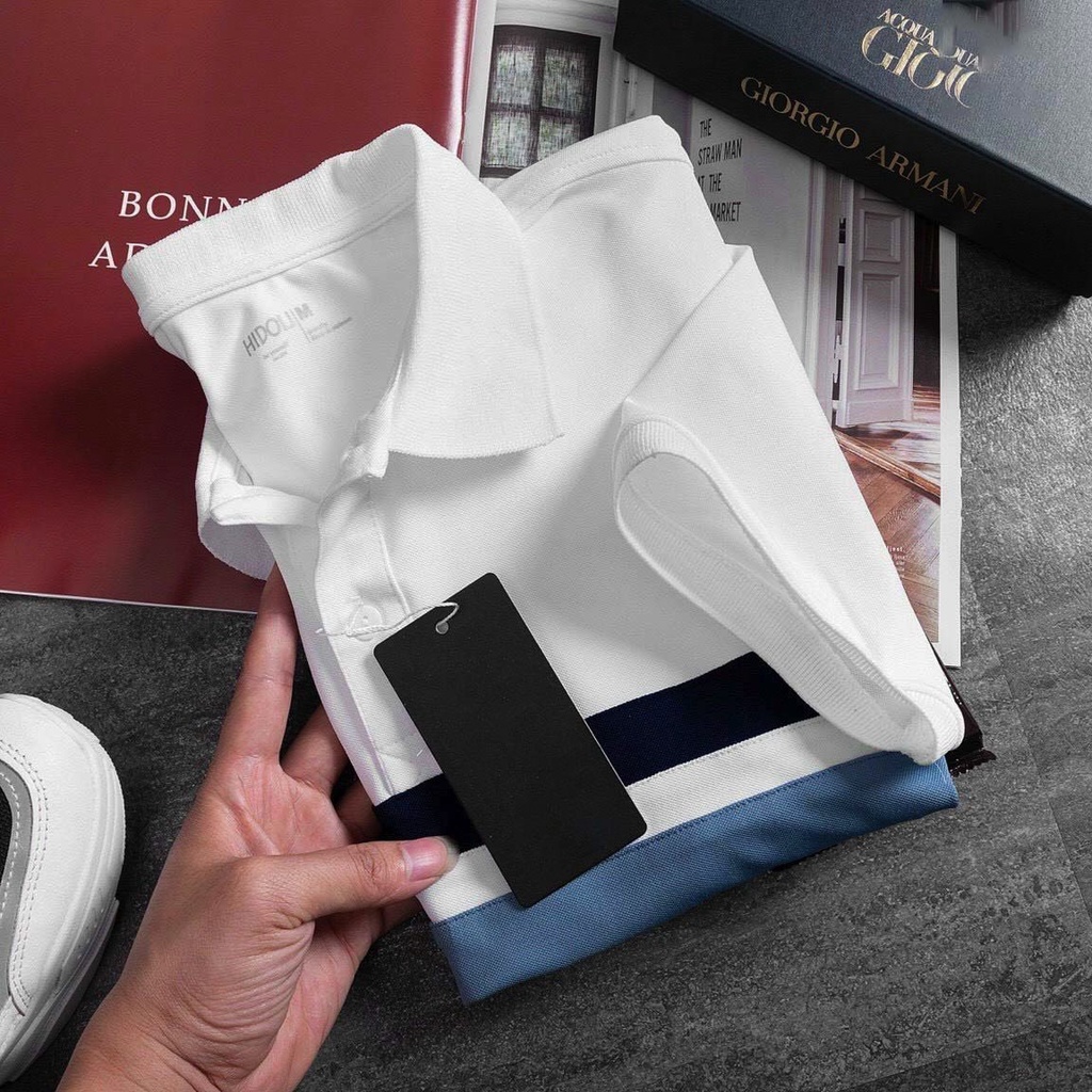 Áo polo nam phối ngang chất vải cá sấu cotton thoáng mát form dáng trẻ trung năng động - 7M OFFICIAL