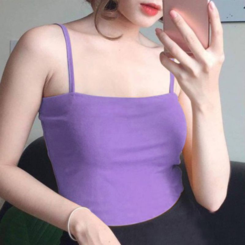 Áo Hai Dây Nữ CROPTOP , Áo Hai Dây Sợ Bún , Thun Cotton Có Giãn 4 Chiều