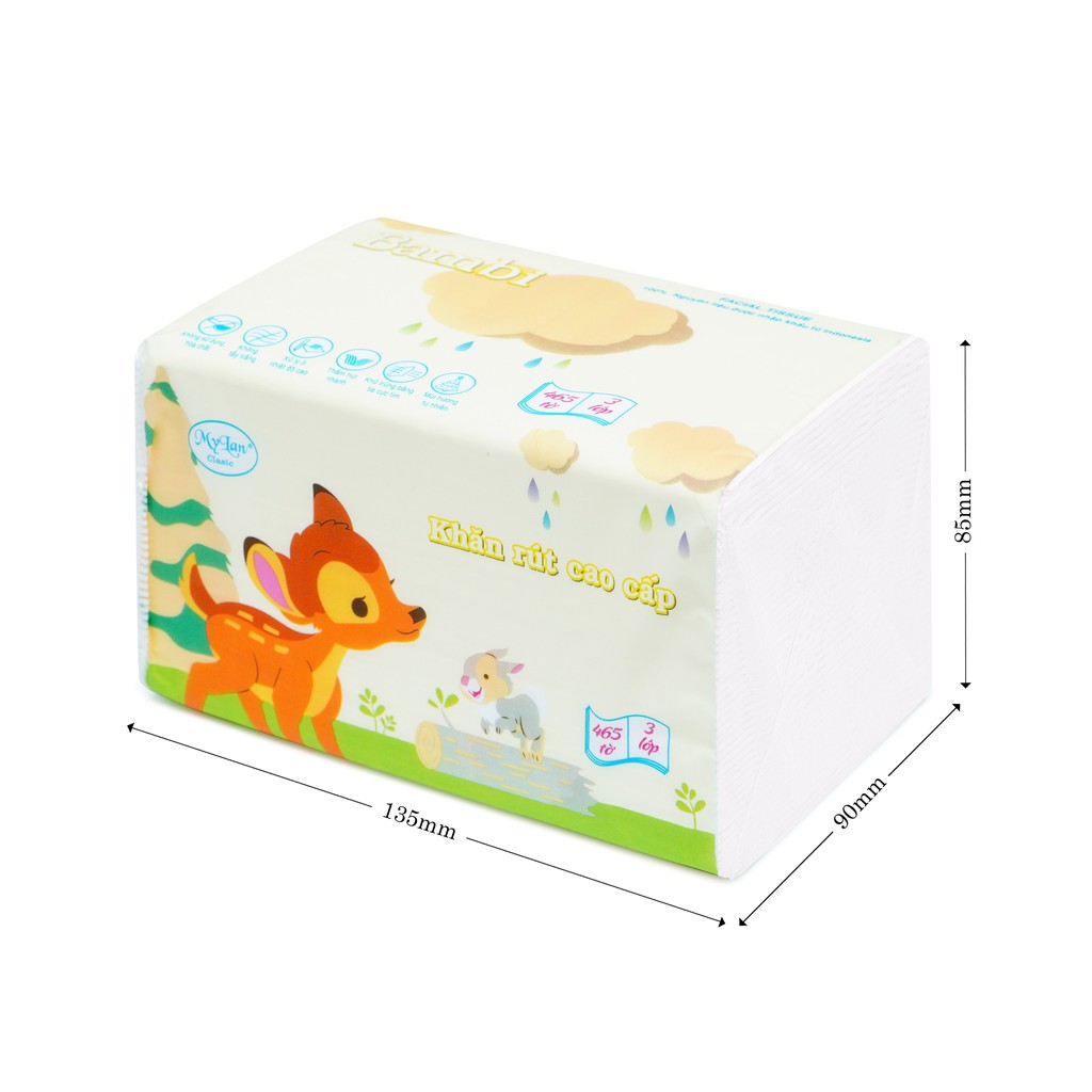 LỐC 8 gói, Khăn giấy rút cao cấp Mylan con nai