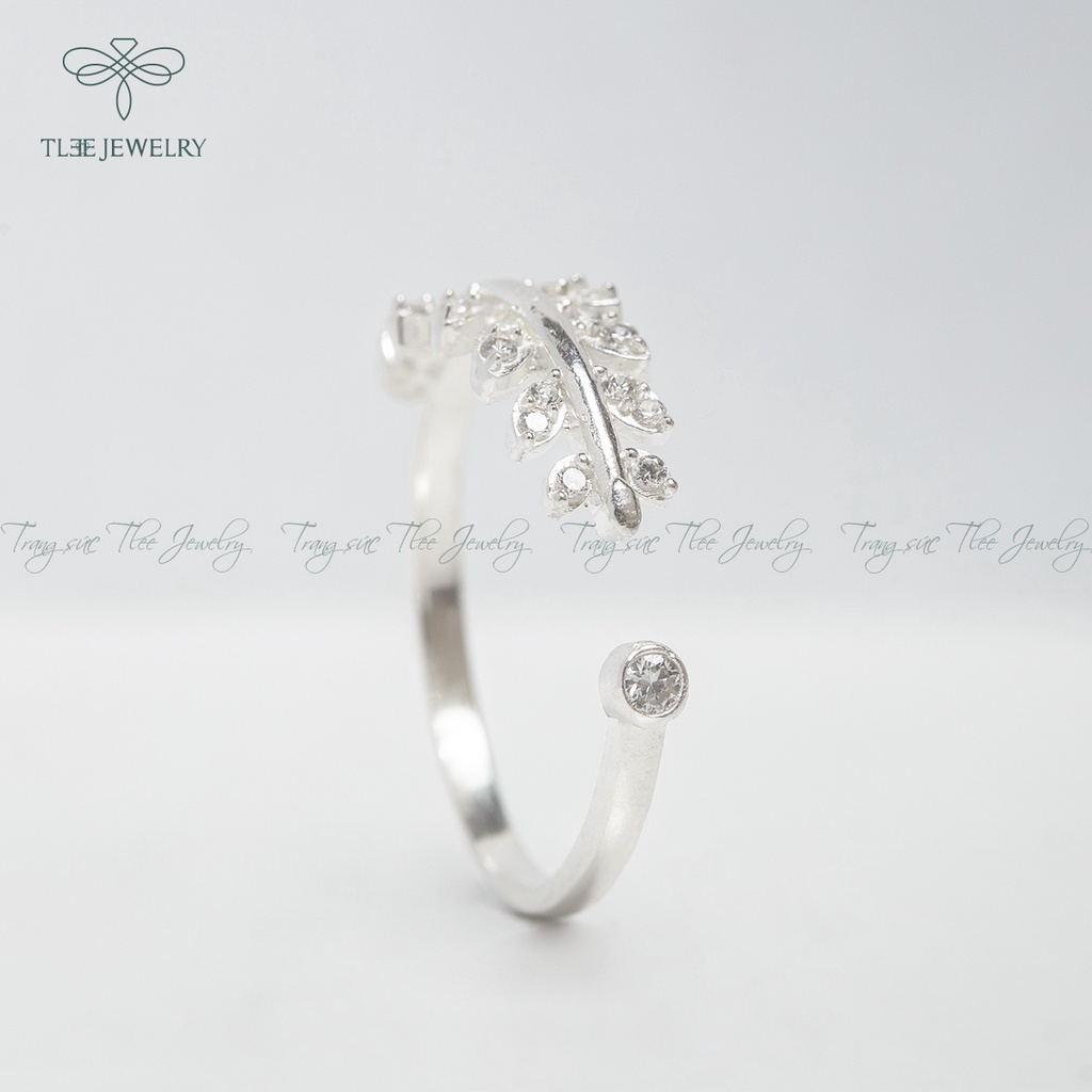 Nhẫn bạc nữ TLEE lá oliu nạm đá sang trọng NCJ A0155