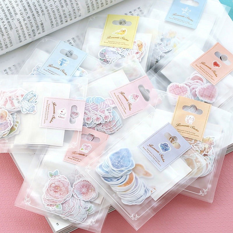 Bộ 70 miếng dán giấy dễ thương dùng trang trí sổ tay