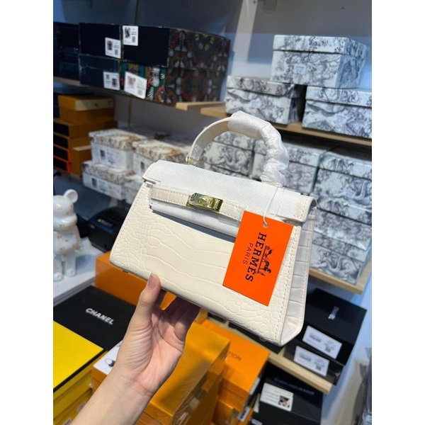 M2506 Túi Hm kelly da rắn bóng size 20, 22 tặng kèm khăn quấn túi