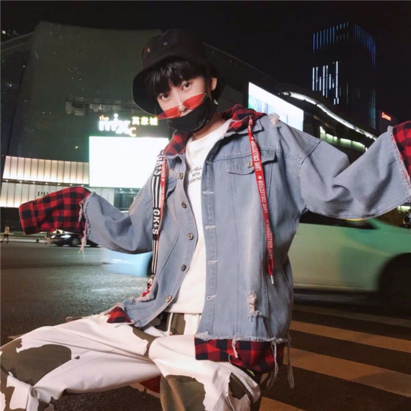 Áo khoác Jean Nam Xám Xanh Wax nhẹ đính kèm mũ sau rất đẹp TRA203