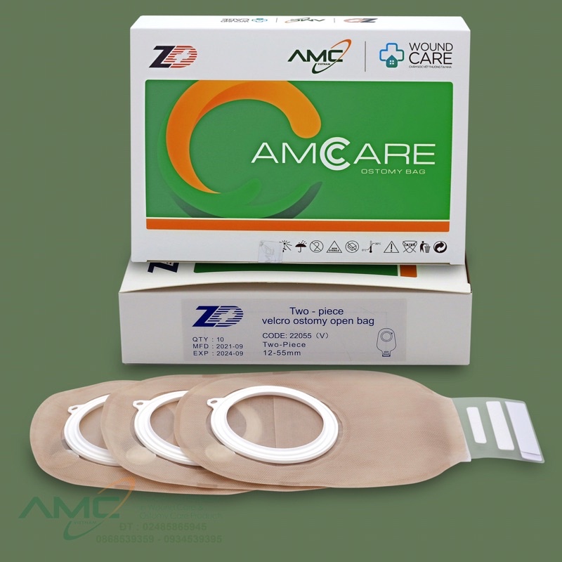 5 bộ túi hậu môn nhân tạo 2 mảnh cao cấp AMCARE mã sản phẩm 22055+ 22055V hoặc 22055+ 22055C