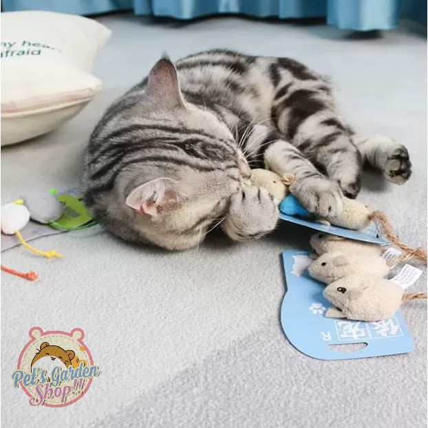 Set 3 chuột bông - Đồ chơi cho mèo