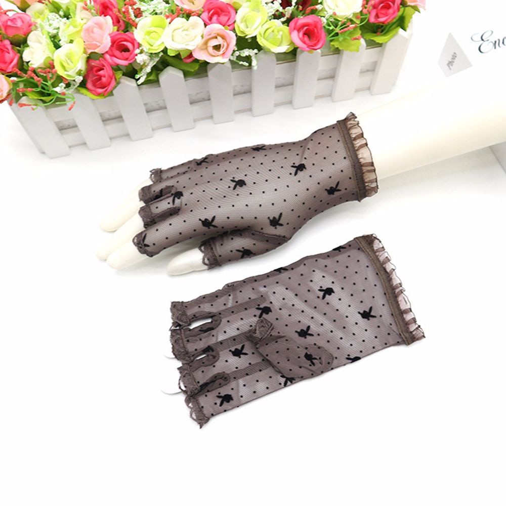 Găng Tay Hở Ngón Phối Ren Họa Tiết Chấm Bi Nhiều Màu Sắc Phong Cách Gothic Cổ Điển Thời Trang Mùa Hè