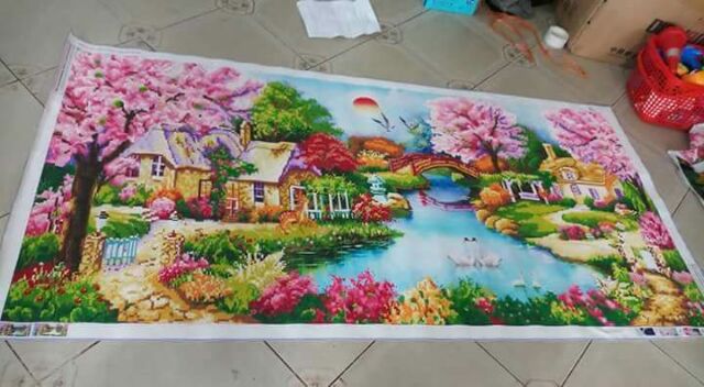 Tranh đính đá tổ ấm hạnh phúc 220x110cm | BigBuy360 - bigbuy360.vn