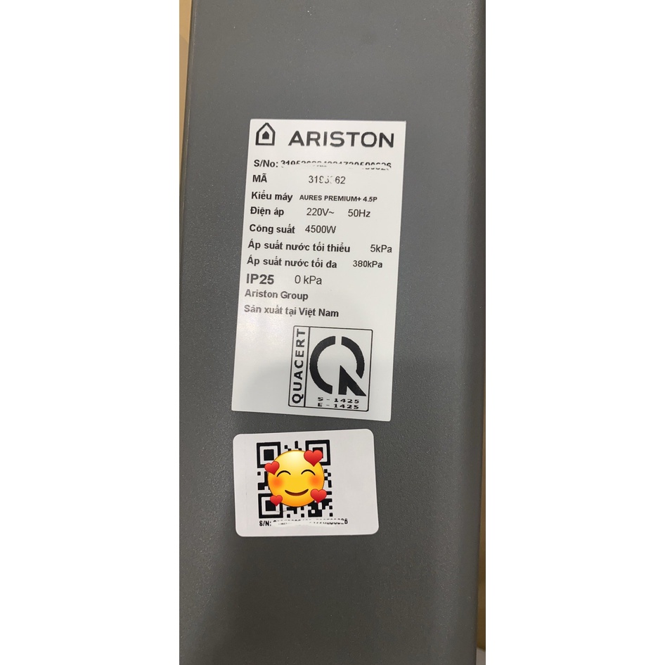 Máy nước nóng trực tiếp Ariston Aures Premium+ 4.5P Có Bơm trợ lực, Aures Premium+ 4.5 Không bơm, Dòng cao cấp