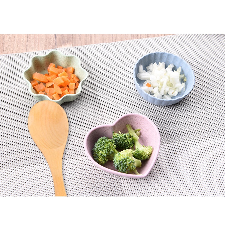 Đĩa Khay Đựng Gia Vị 1 Ngăn HÌNH BÔNG HOA/TRÁI TIM - Chén Bát Nhỏ Đựng Nước Mắm Chấm Đồ Ăn Lúa Mạch