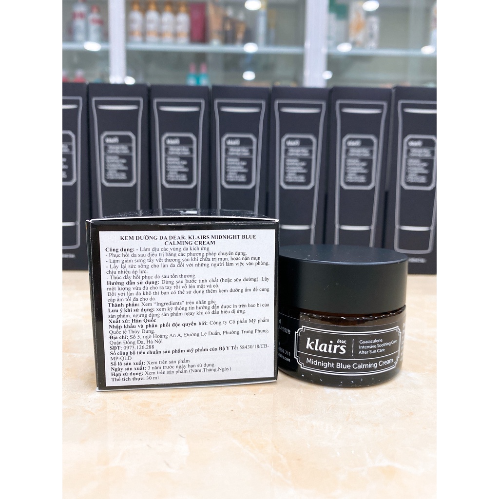 Kem Dưỡng Làm Dịu, Phục Hồi Da Ban Đêm Klairs Midnight Blue Calming Cream Hàn Quốc 30ml