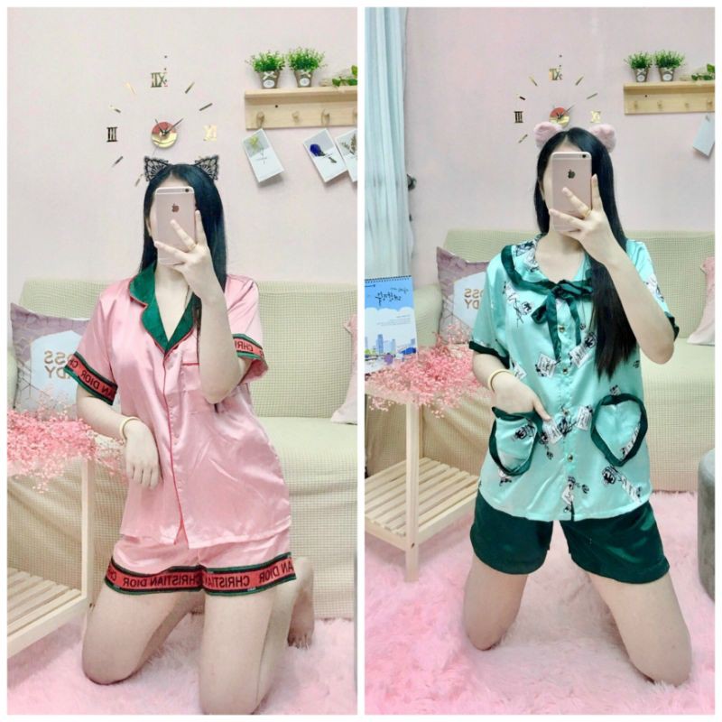 BIGSIZE -ĐỒ BỘ LỤA SATIN TIỂU THƯ  FREESIZE 60-75 KÝ