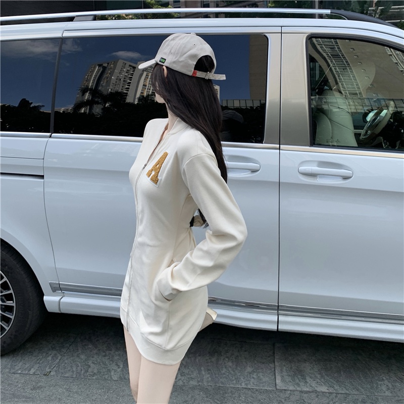 Đầm len tay dài phối khóa kéo thời trang dành cho nữ