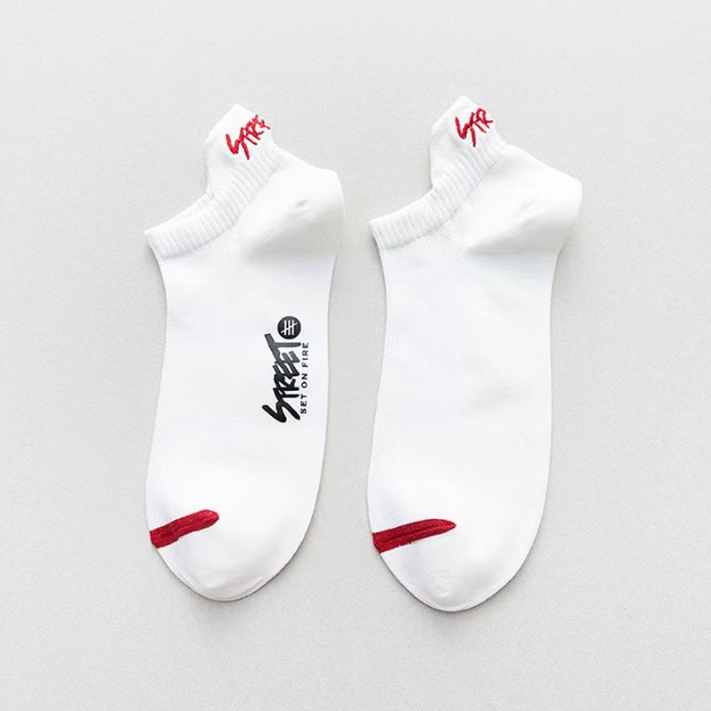 Vớ Cotton Cổ Thấp Thoáng Khí Thêu Họa Tiết Màu Sắc Đơn Giản Thời Trang Mùa Hè Cho Nam