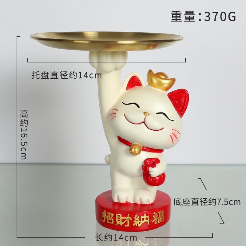 Tượng Mèo thần tài bồi bàn để bàn dáng bearbrick kèm khay