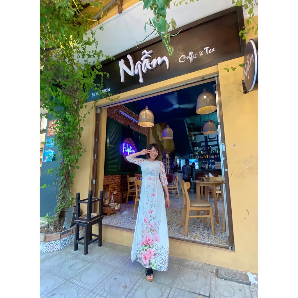 Áo Dài Cách Tân💖FREESHIP💖Áo Dài Truyền Thống In 3D Họa Tiết Trắng Hoa Sang Trọng Chất Lụa Nhật Cao Cấp