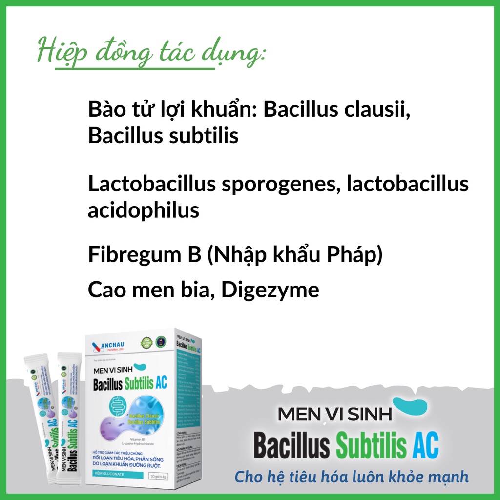 Men vi sinh hỗ trợ tiêu hóa BACILLUS SUBTILUS AC cho bé từ 3 tuổi giúp ăn ngon, tăng đề kháng - An Châu