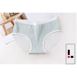 [LOYSIP] Combo4 Quần lót nữ - Nội y/Đồ lót cotton kháng khuẩn, họa tiết caro đính nơ - Size M (<46kg)