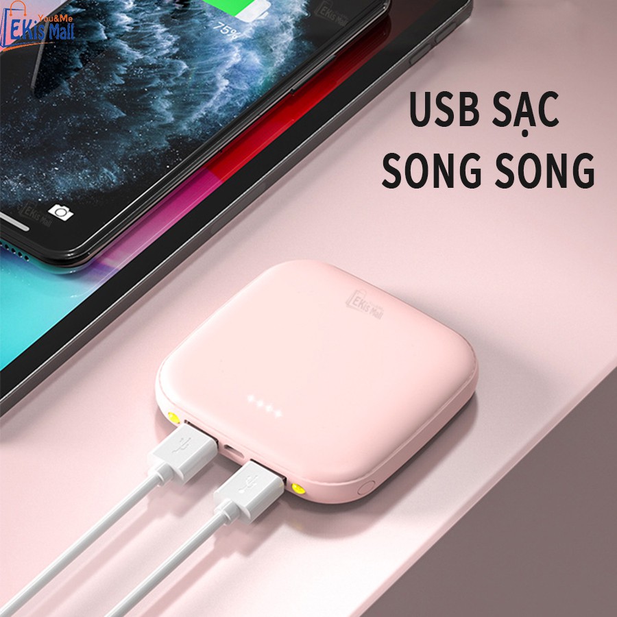 Sạc dự phòng Pin dự phòng điện thoại EkisMall 10000mAH có đèn Cao cấp hỗ trợ sạc nhanh