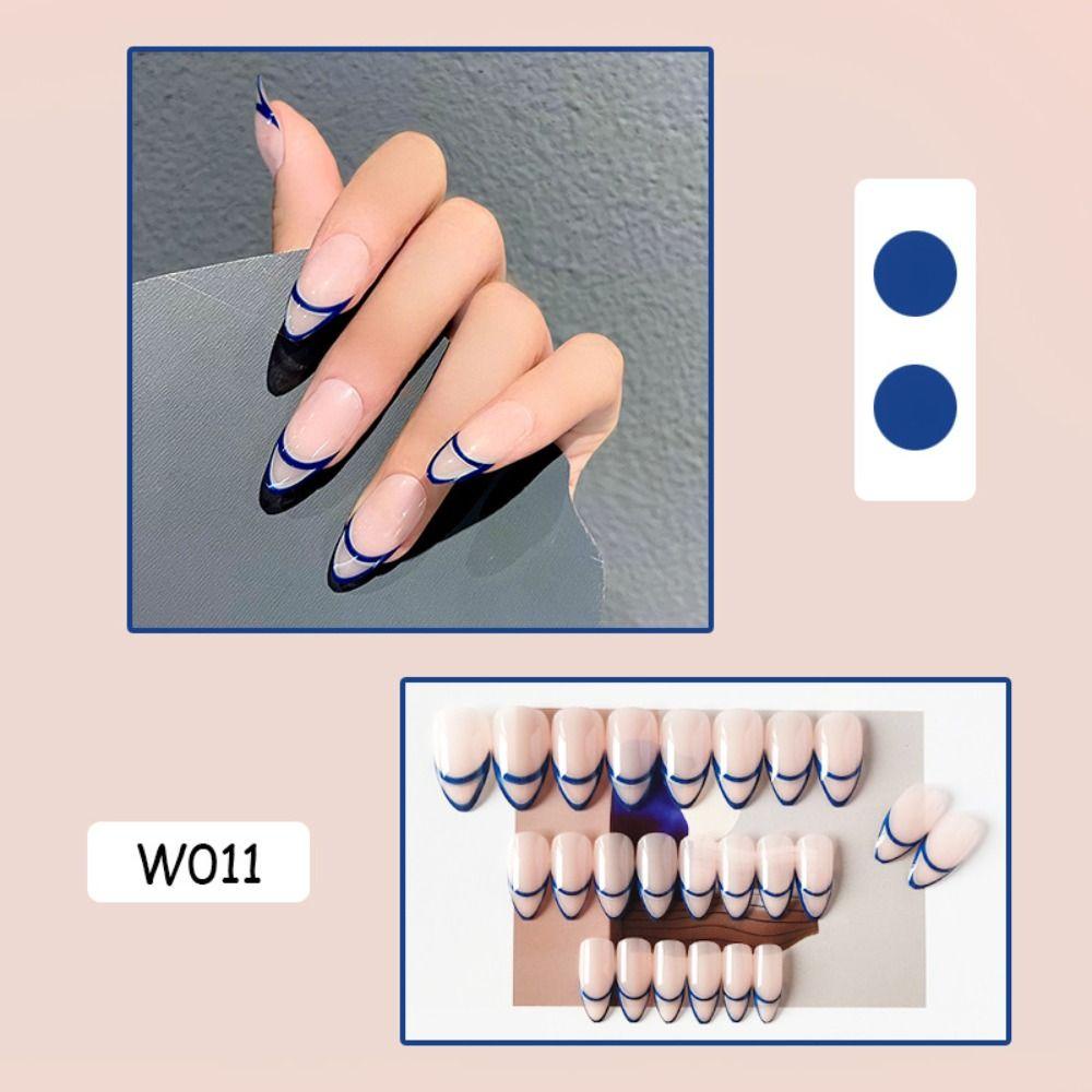 ME Set 24 Móng Tay Giả Nhện Đen In Họa Tiết Da Báo Phong Cách Pháp