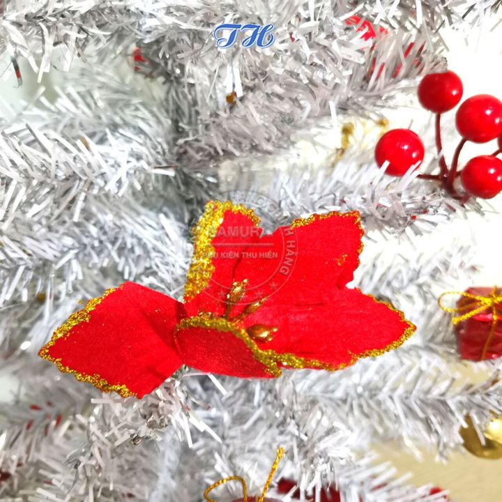 Cây thông noel mini để bàn trang trí giáng sinh màu trắng bạc 40cm 50cm Để Bàn +Full Phụ Kiện +Kèm Dây Led