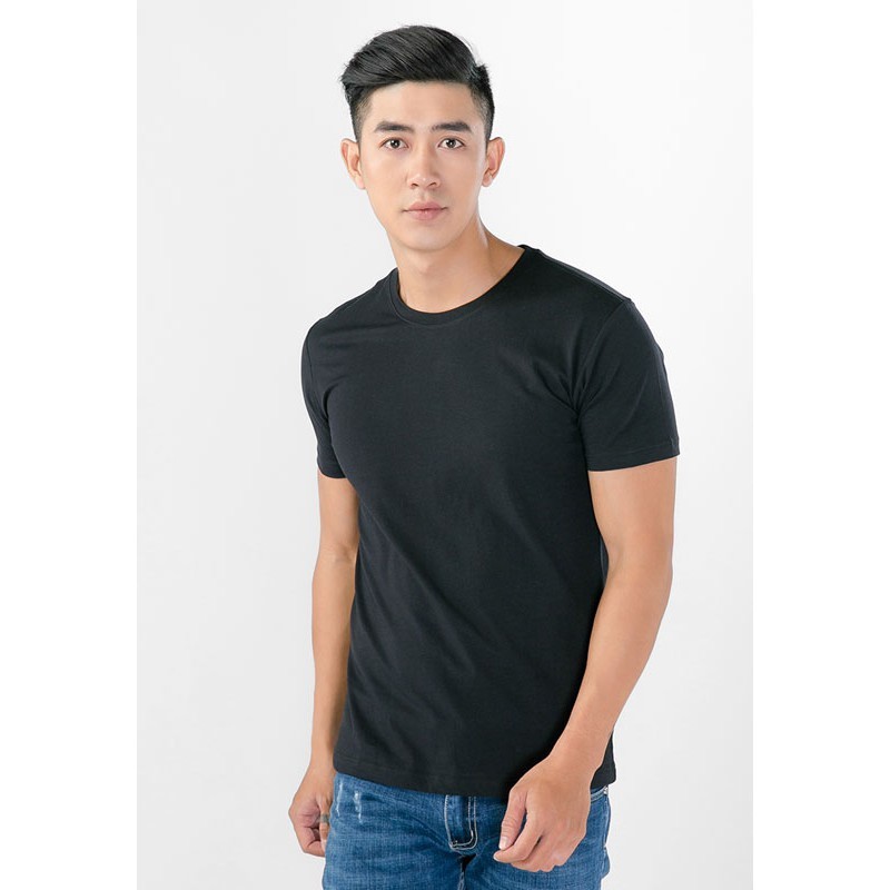 ÁO THUN TRƠN CỔ TRÒN MÀU ĐEN TAY NGẮN NAM NỮ ( CÓ CẢ SIZE EM BÉ ) S4.8