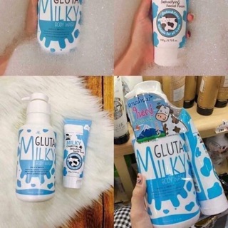 Bộ Sữa tắm + Sữa rửa mặt Gluta Milky 800ml Thái Lan