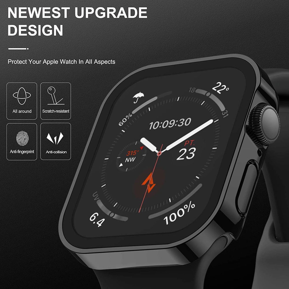 Ốp Bảo Vệ Màn Hình Đồng Hồ Thông Minh Apple Watch Series 7 6 SE 5 Kèm Kính Cường Lực Chống Thấm Nước 45Mm 41mm