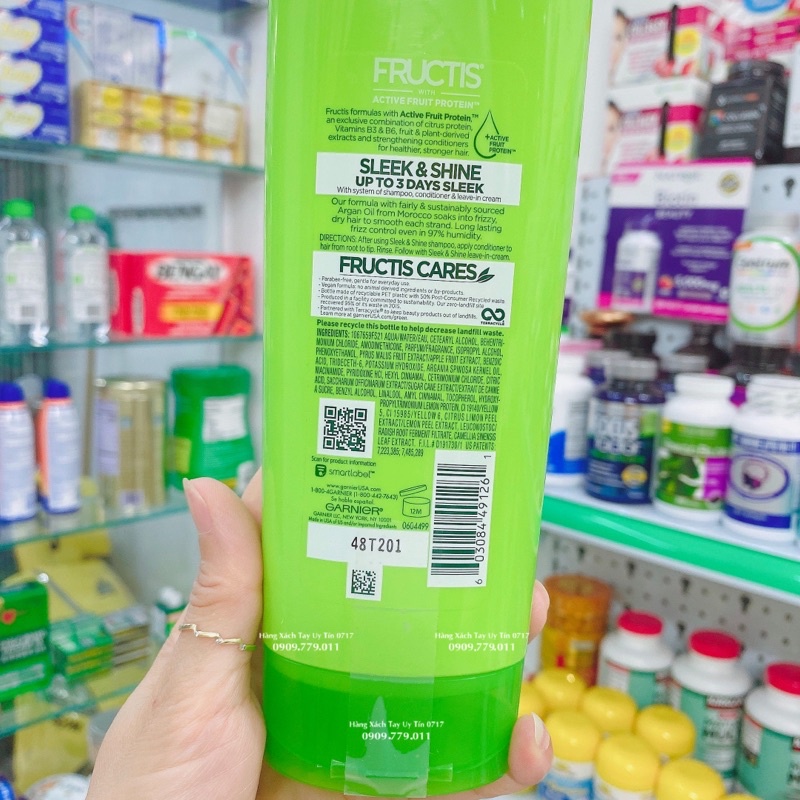 Dầu gội xả Garnier Fructis Sleek Shine Vitamin E Moroccan Argan Oil chuẩn Mỹ đi Air