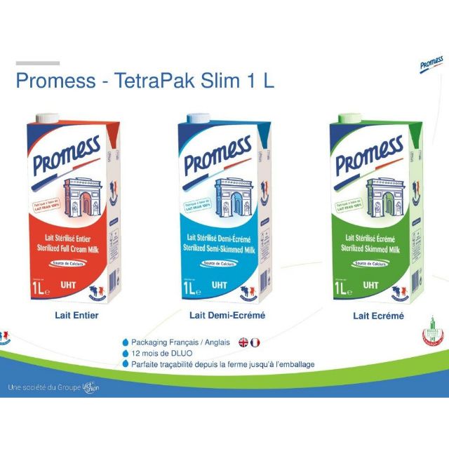 SỮA TƯƠI PROMESS ĐỦ LOẠI THÙNG 6 HỘP 1L DATE MỚI NHẤT