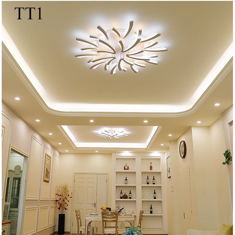 Đèn ốp trần đèn áp trần trang trí phòng khách phòng ngủ có kèm điều khiển từ xa phân tầng 3 chế độ sáng mẫu TT1