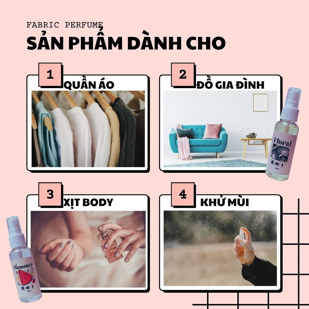 Xịt Thơm Body Mist quần áo Fabric Perfume - Linen Perfume 50ml.
