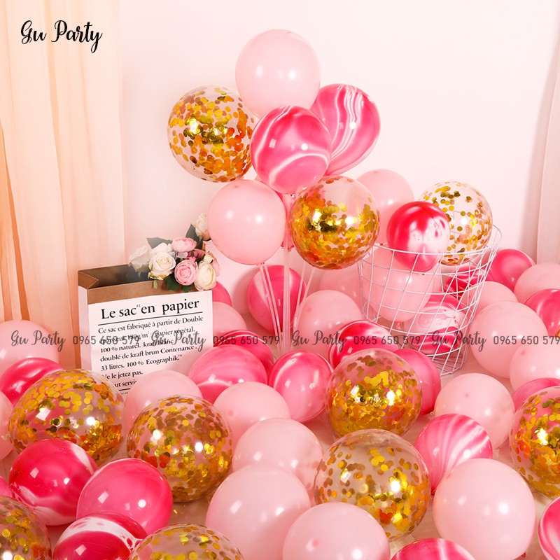 Set 5 Bóng Kim Tuyến (Confetti) 30cm Đẹp Lạ Rực Rỡ (kèm video hướng dẫn bơm)