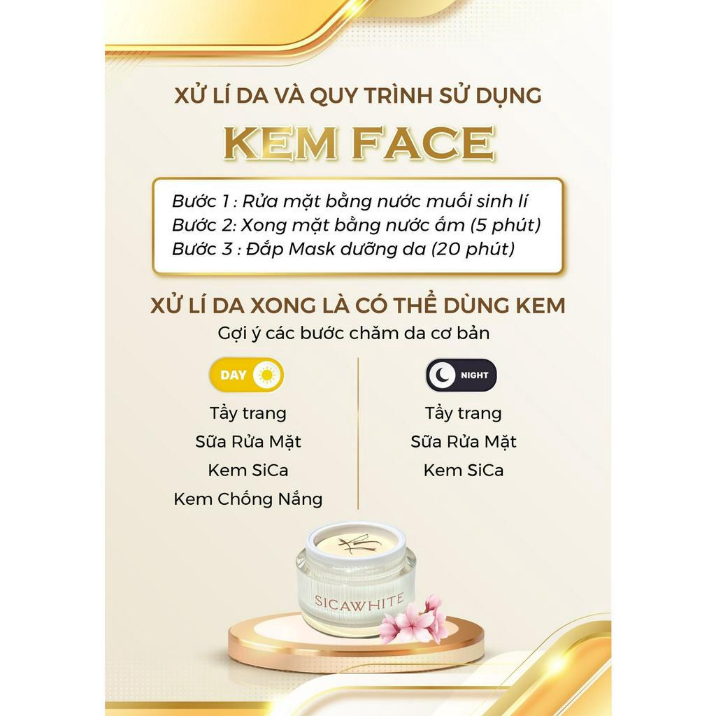 Kem face silk, kem face lụa Sica white dưỡng trắng da cao cấp, sạch thâm, mờ nám sạm - Tặng kèm quà.