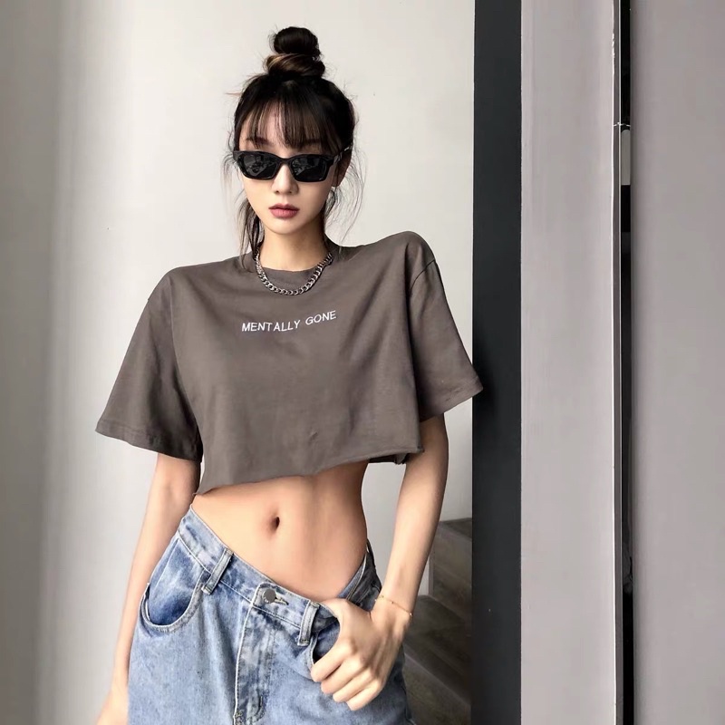 Áo thun croptop nữ dáng rộng