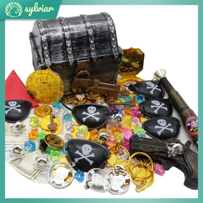 [sylviar] Đồ Chơi Rương Kho Báu Hải Tặc Bằng Nhựa Cổ Điển Cỡ Lớn Dành Cho Trẻ Em Dự Tiệc