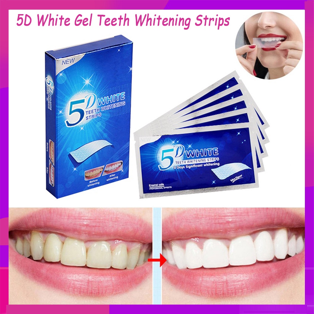 Miếng Dán Làm Rrắng Răng, Miếng Dán Làm trắng răng an toàn, dễ sử dụng, Gel trắng 5D ,7 miếng