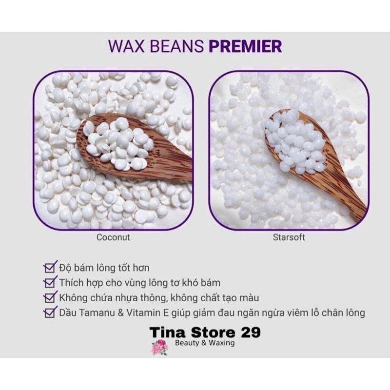 Sáp wax lông nóng trong ánh tím hard wax bean cao cấp nhập khẩu 100gr giúp làm sạch lông vùng cơ thể , nách , bikini