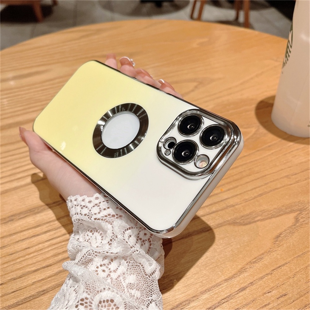 Ốp Điện Thoại Dẻo Màu Gradient In logo Sang Trọng Chống Sốc Cho iPhone 14 Pro max 13 12 11 Pro max XS max XR