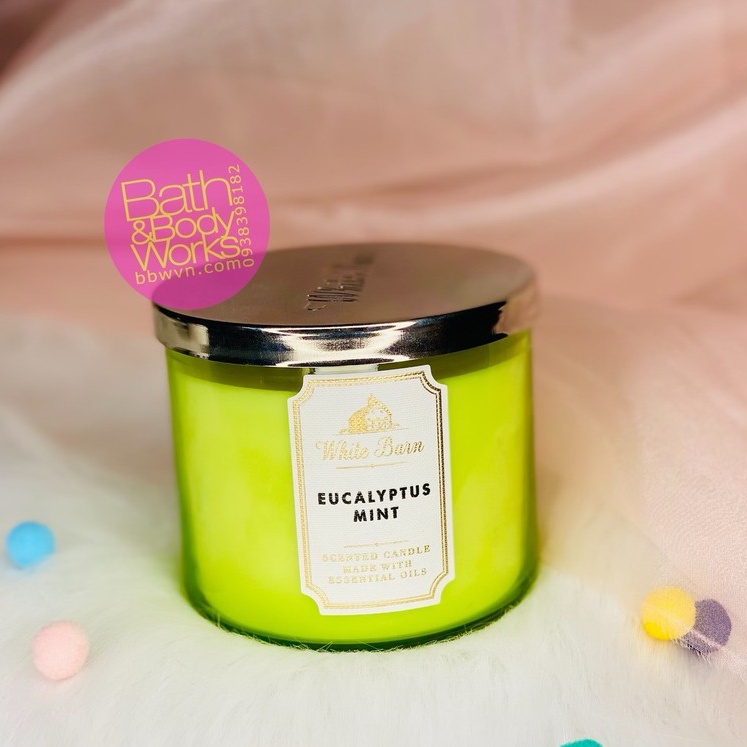 Nến thơm Bath and Body Works Eucalyptus Mint 3 bấc