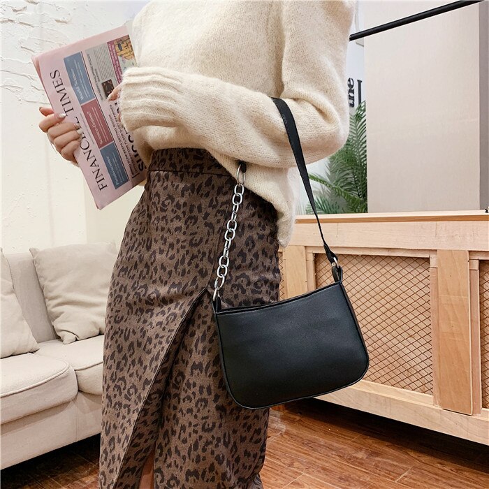 Túi Xách JASMIN NOIR Bằng Da Pu Dây Phối Xích Phong Cách Thời Trang Dành Cho Nữ