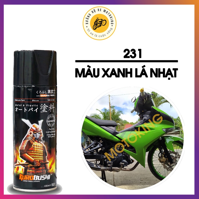 Combo Sơn Samurai màu xanh lá nhạt 231 loại 2K chuẩn quy trình độ bền 5 năm gồm 4 chai  2K04 - 102 - 231 - 2K01